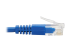Eaton Tripp Lite Series Up-Angle Cat6 Gigabit Molded Slim UTP Ethernet Cable (RJ45 Right-Angle Up M to RJ45 M), Blue, 15 ft. - Close up