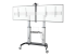 StarTech.com Dual TV Cart for 37-60in VESA TVs up to 110lb (50kg) each, Height Adjustable TV Mount, Mobile Display Cart w/ Webcam & Equipment Shelves, Lockable Casters, TV Cart on Wheels - Right-angle