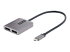 StarTech.com 2-Port USB-C MST Hub, USB Type-C to 2x DisplayPort Multi-Monitor Adapter for Laptop, Dual-DP up to 4K 60Hz w/ DP 1.4 Alt Mode & DSC, HDR, 1ft (30cm) Cable, USB Bus-Powered - Left-angle