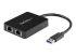Startech USB 3.0 to Dual Port Gigabit Ethernet Adapter w/ USB Port - Left-angle