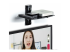 StarTech.com Floating Wall-Mounted AV Shelf, Adjustable Height Shelf For Under TV, Organize A/V Equipment On Black Tempered Glass Shelf - Left-angle