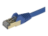 Startech 50cm CAT6A Ethernet Cable, 10 Gigabit Shielded Snagless RJ45 100W PoE Patch Cord, CAT 6A 10GbE STP Network Cable w/Strain Relief, Blue, UL Certified Wiring/TIA - Close up