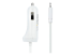 StarTech.com Lightning Car Charger with 1m Coiled Lightning Cable, 12W, White, 2 Port USB Car Charger Adapter for Phones and Tablets, In Car Apple iPhone/iPad Charger w/ Built-in Cord - Left side
