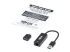 Eaton Tripp Lite Series USB-C, USB-A to RJ45 Gigabit Ethernet Network Adapter (2xM/F), USB 3.2 Gen 1, Black - Right-angle