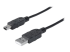Manhattan USB-A to Mini-USB Cable, 1.8m, Male to Male, Black, 480 Mbps (USB 2.0), Hi-Speed USB, Lifetime Warranty, Polybag - Right-angle