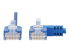 Eaton Tripp Lite Series Right-Angle Cat6 Gigabit Molded Slim UTP Ethernet Cable (RJ45 Right-Angle M to RJ45 M), Blue, 15 ft. (4.57 m) - Close up