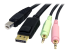 StarTech 6ft 4-in-1 USB DisplayPort® KVM Switch Cable w/ Audio & Microphone (DP4N1USB6) - Close up