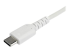 StarTech 2m USB C Charging Cable, Durable Fast Charge & Sync USB 2.0 Type C to USB C Laptop Charger Cord, TPE Jacket Aramid Fiber M/M 60W White, Samsung S10, S20 iPad Pro MS Surface - Close up