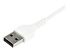 StarTech 2m USB A to USB C Charging Cable, Durable Fast Charge & Sync USB 2.0 to USB Type C Data Cord, Rugged TPE Jacket Aramid Fiber M/M 3A White, Samsung S10, S20, iPad Pro, Pixel - Close up