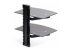 StarTech.com Dual Floating Wall-Mounted AV Shelves, Adjustable Height Shelf For Under TV, Organize A/V Equipment On Black Tempered Glass Shelves - Back