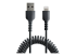 StarTech.com 1m (3ft) USB to Lightning Cable, MFi Certified, Coiled iPhone Charger Cable, Black, Durable and Flexible TPE Jacket Aramid Fiber, Heavy Duty Coil Charging Cable - Close up