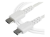 StarTech 2m USB C Charging Cable, Durable Fast Charge & Sync USB 2.0 Type C to USB C Laptop Charger Cord, TPE Jacket Aramid Fiber M/M 60W White, Samsung S10, S20 iPad Pro MS Surface - Right-angle